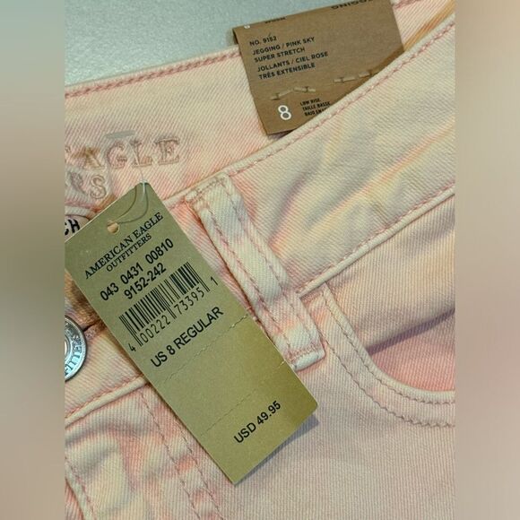 NWT American Eagle Super Stretch Jeggings Pink Distressed 8 Reg - Picture 4 of 6
